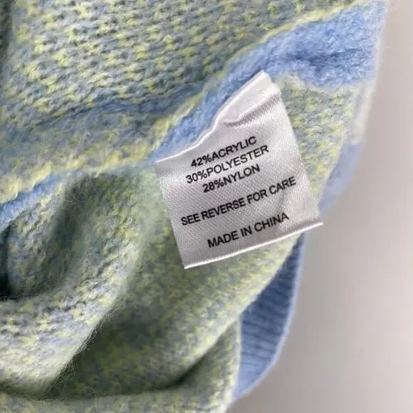 Witty Fox Blue Retro Floral Cropped Knit Sweater Large Daisy - Picture 7 of 7